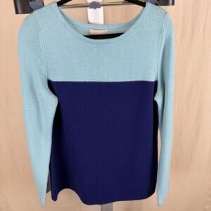Banana Republic Women's XL Wool Cashmere Crew Neck Tunic Colorblocked‎ Blues